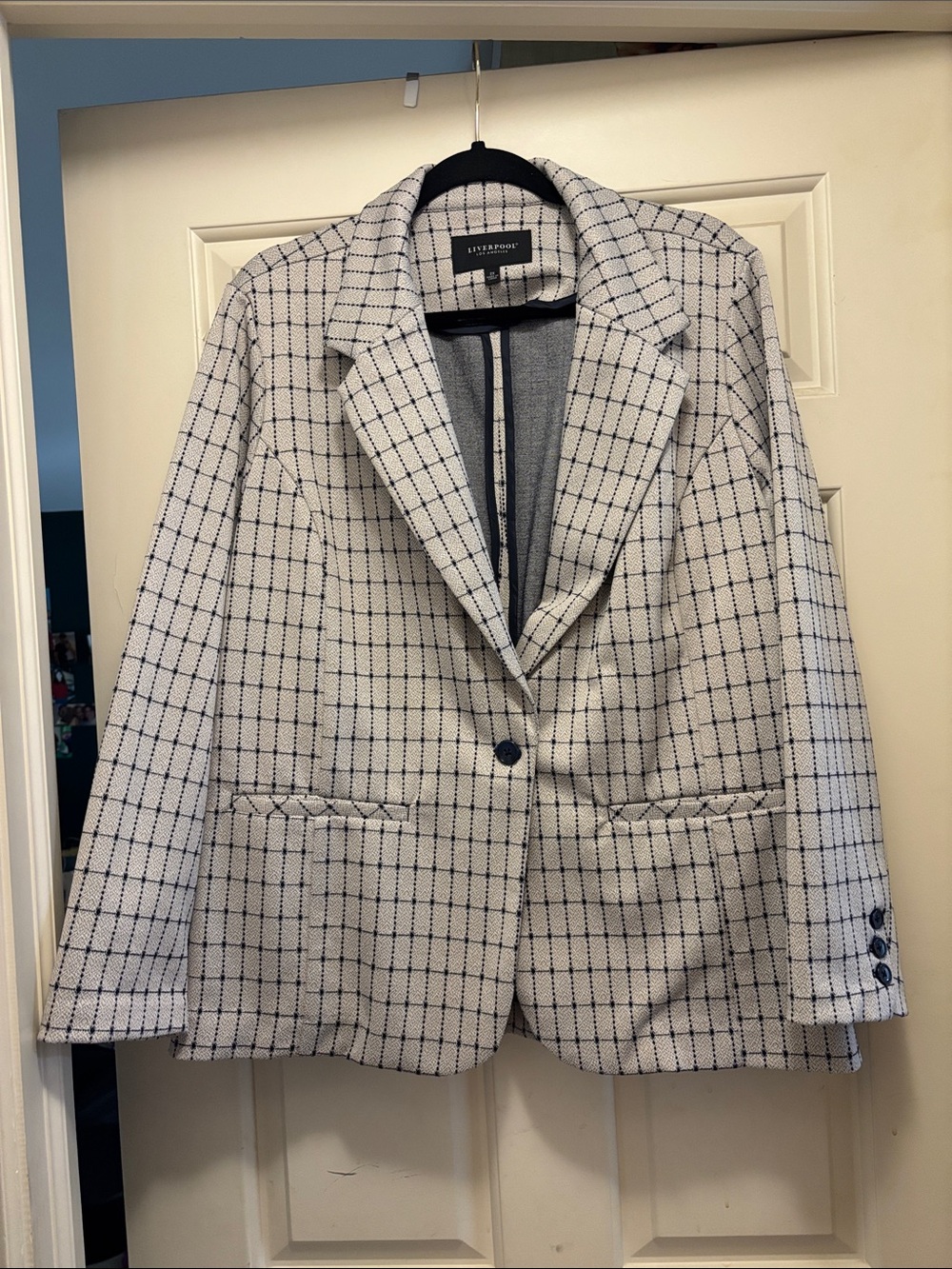 Liverpool Tan Blazer with Navy Windowpane Check